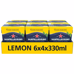 San Pellegrino Italian Sparkling Drinks Classic Taste Original Sparkling Lemon Canned Soft Drink 24 Pack (6 Pack x 4 x 330ml)