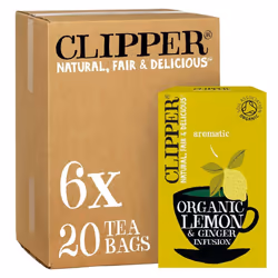Clipper Organic Lemon & Ginger Tea Bags | 120 Teabag Sachets (6x Boxes of 20) | Bulk Buy, Home & Catering | Caffeine-Free Her ...