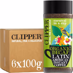 Clipper Latin American Organic Instant Decaf Coffee | 6 x 100g Jars | Bulk Buy Gourmet Decaffeinated Instant Coffee | Sustain ...