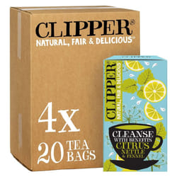 Clipper Organic Citrus, Nettle & Fennel Tea | 80 Cleanse with Benefits Infusion Teabags (4x Boxes of 20) | Bulk Buy, Home & Catering | Caffeine-Free
