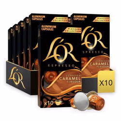 L'OR Espresso Caramel Flavour Coffee Pods X10 (Pack of 10, Total 100 Capsules) (100, Caramel)
