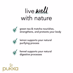 Pukka Herbs | Clean Matcha Green Organic Tea Box | Green Tea, Lemon, Fennel and Matcha Powder | Perfect For Everyday Vitality | 4 Packs | 80 Plant