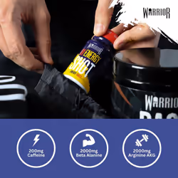 Warrior Rage Energy Shots - Pre Workout Shot Drink 12 x 60ml - RTD Fuel Juice Supplement (Liquid not Gels) - 200mg Caffeine to Lift Sessions and
