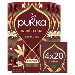 Pukka Herbs | Vanilla Chai Organic Herbal Tea Box | Energising Infusion With Cinnamon, Cardamom, Ginger, Fennel | Perfect For Vitality | Caffeine Free