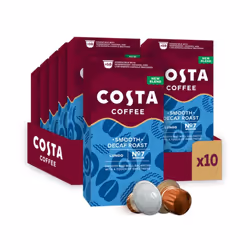 Costa Smooth Decaf Roast Aluminium Coffee Pods (Pack of 10, Total 100 Coffee Capsules)