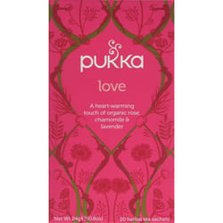 Pukka Herbs | Love Organic Herbal Tea Box | Chamomile, Lavender and Rose | Perfect For Uplifting Spirits | Caffeine Free | 4 Packs | 80 Plant Based