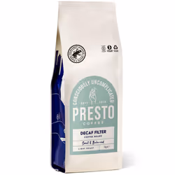 Presto Coffee | Decaffeinated Speciality Coffee Beans 1kg | Light Roast | Chocolatey & Peanuty | Rainforest Alliance Certified 100% Arabica | Perfect