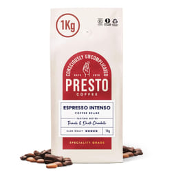 Presto Coffee | Seriously Strong Coffee Beans 1kg | Dark Roast | Chocolate & Toasted Almond Notes | Rainforest Alliance Certified 100% Robusta |