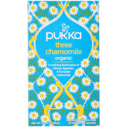 Pukka Herbs | Three Chamomile Organic Herbal Tea Box | Infusion With African, Egyptian & European Chamomile | Perfect For Calming | Caffeine Free | 4