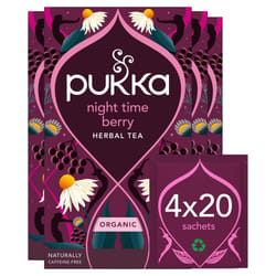 Pukka Herbs | Night Time Berry Organic Herbal Sleep Tea Box | Chamomile, Lavender & Elderberry Tea | Ideal For Bedtime Relaxation | Caffeine Free | 4
