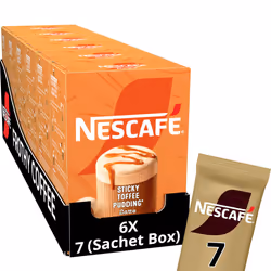 NESCAF? Sticky Toffee Pudding Latte 7 x 20g Sachets, 100% Responsibily Sourced Coffee (Pack of 6)