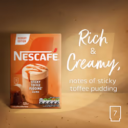 NESCAF? Sticky Toffee Pudding Latte 7 x 20g Sachets, 100% Responsibily Sourced Coffee (Pack of 6)