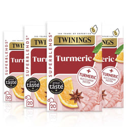 Twining Superblends Turmeric Tea - Orange & Star Anise Herbal Tea Infusion, Digestion Support After Meals, 80 x Biodegradable Tea Bags
