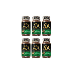 L'OR Decaf Instant Coffee 150g (Pack of 6 Jars, Total of 900g)