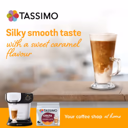Tassimo Costa Caramel Latte Coffee Pods x8 (Pack of 5, Total 40 Drinks)