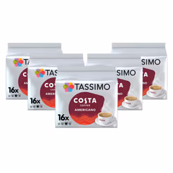 Tassimo Costa Americano Coffee Pods x16 (Pack of 5, Total 80 Drinks)