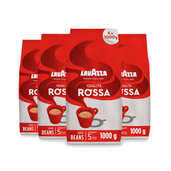 Lavazza, Qualit? Rossa, Coffee Beans, 4 Packets of 1 kg, with Aromatic Notes of Chocolate and Dried Fruit, Arabica and Robusta, Intensity 5/10, Medium