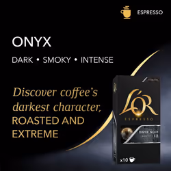 L'OR Espresso Onyx Coffee Pods x20 Intensity 12 (Pack of 10, Total 200 Capsules)