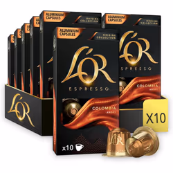 L'OR Origins Colombia Coffee Pods x10 (Pack of 10, Total 100 Capsules)