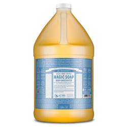 Dr Bronner's 18-in-1 Baby Unscented Pure Castile Liquid Soap, Made with Organic Oils, Used for Face, Hair, Babies, Laundry and Dishes, Certified Fair