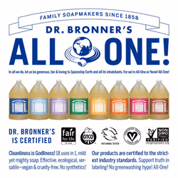 Dr Bronner's 18-in-1 Baby Unscented Pure Castile Liquid Soap, Made with Organic Oils, Used for Face, Hair, Babies, Laundry and Dishes, Certified Fair