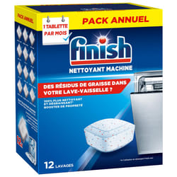 Finish Machine Care Tabs - Dishwasher Tablets Against Dirt and Grease Inside The Dishwasher - Year Supply with 12 Dishwasher Cleaner Tabs
