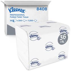 Kleenex Folded Toilet Tissue 8408 - 2 Ply Bulk Toilet Paper - 36 Packs x 200 Sheets (7,200 sheets) , soft and comfortable