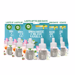 Air Wick Plug in Diffuser Twin Refill, Spring Breeze and Island Vanilla, 5 Pack of 2 x 19ml, Long Lasting Fragrance, Lasts up ...