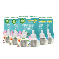 Air Wick Plug in Diffuser Twin Refill, Spring Breeze and Island Vanilla, 5 Pack of 2 x 19ml, Long Lasting Fragrance, Lasts up to 200 days, Plug in Air