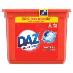Daz All in 1 Pods Laundry Detergent Capsules for Whites & Colours, 25 each