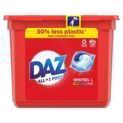 Daz All in 1 Pods Laundry Detergent Capsules for Whites & Colours, 25 each