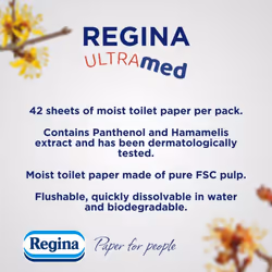 Regina Moist Toilet Tissue UltraMed ? 12 Pack, Each with 42 Flushable moist toilet tissues with Panthenol Lotion & Hamamelis Extract, Gentle Care for