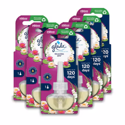 Glade Plug in Air Freshener Refill, Electric Scented Oil Room Air Freshener, Relaxing Zen, 6 Refills (6 x 20ml)