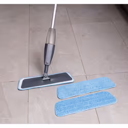 Addis Essentials Microfibre Spray Flat Mop with 2x Spare Replacement refills heads, Grey & Light Blue, One Size, Pack of 1