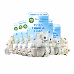 Air Wick Electrical Plug In Refills, Crisp Linen and Lilac, 19ml Refill x 6 (Total 6 Refills)