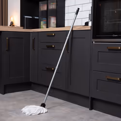 Addis Cotton Mop Made from Recycled Cotton with 3 Piece Handle in Metallic and Grey. Easy To Assemble