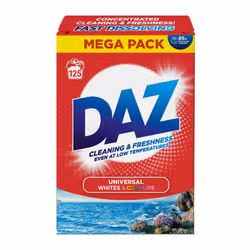 Daz Washing Powder 125 Washes ? Family Pack Laundry Detergent for Brilliant Whites & Powerful Stain Removal ? Long Lasting, F ...
