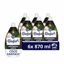 Comfort Ultimate Care Coco Fantasy Ultra-Concentrated Fabric Conditioner bottle made of 100% recycled plastic* for complete clothes protection 6x 870