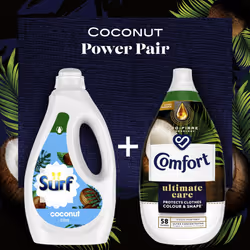 Comfort Ultimate Care Coco Fantasy Ultra-Concentrated Fabric Conditioner bottle made of 100% recycled plastic* for complete clothes protection 6x 870