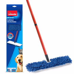 Vileda Pet Pro Microfibre Flip Mop,Captures up to 3x more pet hair, 2-sided mop pad for versatile cleaning,Suitable for dry a ...