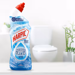 Harpic Active Fresh Toilet Cleaning Gel, Marine Splash, Pack 12 x 750 ml, Infused with Essential Oils, Kills 99.9% of Bacteria, Toilet Cleaner