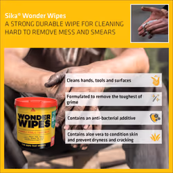 SIKA - Wonder Wipes Multi-Use Cleaning Wipes for the Building Trade - Specially Formulated to Clean Hands, Tools and Surfaces - 500 Wipes