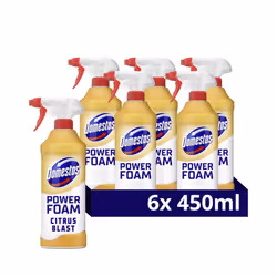 Domestos Power Foam Citrus Blast Upside Down Spray bleach-free toilet & bathroom cleaner eliminates 99.99%* of germs 6x 450 m ...