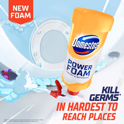 Domestos Power Foam Citrus Blast Upside Down Spray bleach-free toilet & bathroom cleaner eliminates 99.99%* of germs 6x 450 ml