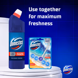 Domestos Original Thick Bleach disinfectant that eliminates 99.99% of bacteria and viruses* unstoppable strength 9x 750 ml