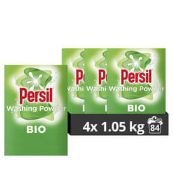 Persil Bio Washing Powder 100% recyclable pack for stain removal first time 4x 1.05 kg (84 washes)
