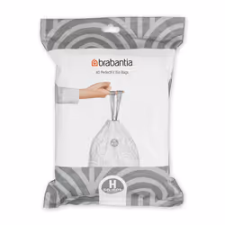 Brabantia PerfectFit Bin Liners (Size H/50-60 Litre) Thick Plastic Trash Bags with Tie Tape Drawstring Handles (40 Bags)