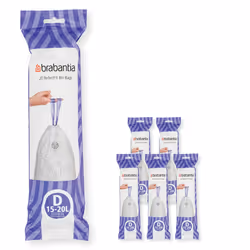 Brabantia 138201 PerfectFit Bin Liners Multipack (Size D/15-20 Litre) Thick Plastic Trash Bags with Tie Tape Drawstring Handl ...