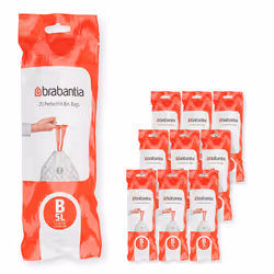 Brabantia 100314 PerfectFit Bin Liners Multipack (Size B/5 Litre) Thick Plastic Trash Bags with Tie Tape Drawstring Handles ( ...