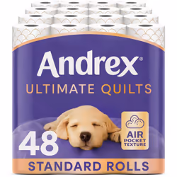 Andrex Ultimate Quilts Toilet Paper 48 Rolls, Air Pocket Technology for Soft, Thick Sheets - Bulk Pack of 48 Quilted Toilet R ...